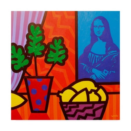 John Nolan 'Still Life With Matisse And Mona Lisa' Canvas Art,18x18
